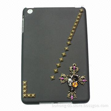 Case for iPad Mini, Made of PC + Metal, Single Bottom Leather with Hardware (Flower-like Cross)